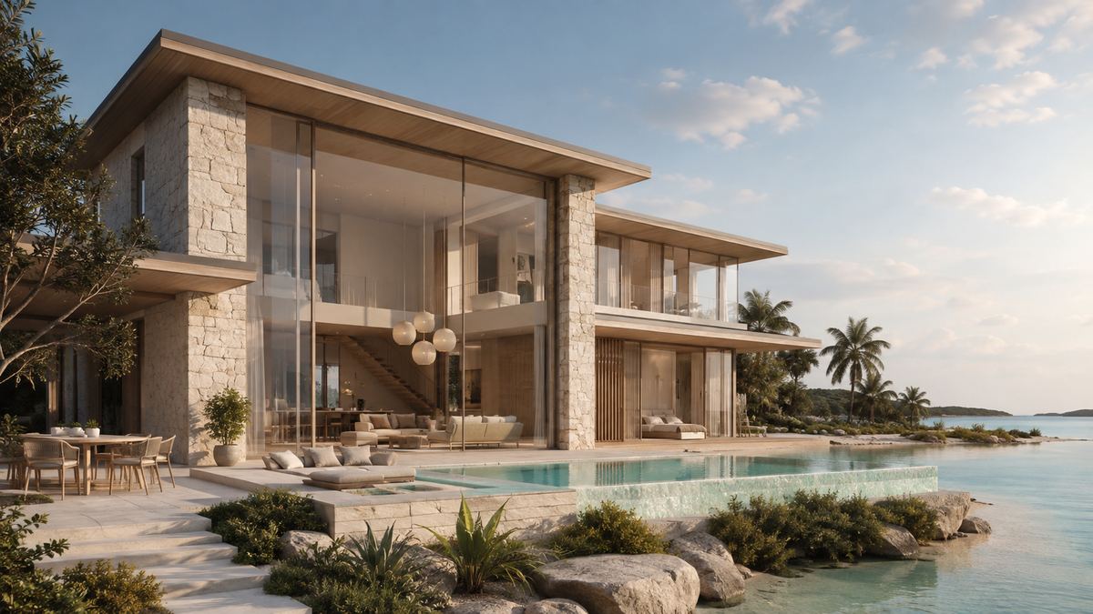 Lagoon Villa hai tầng bên mép hồ lagoon